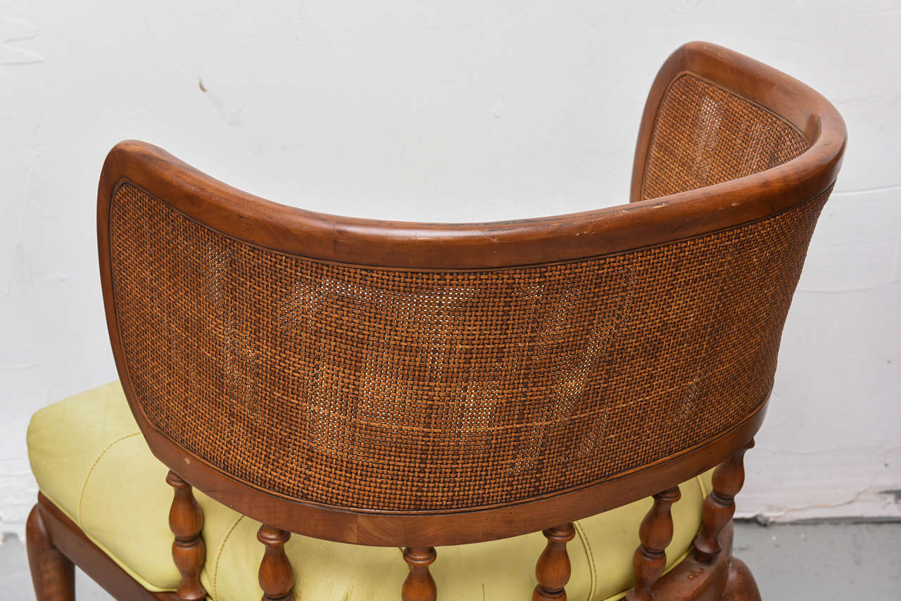 Upholstery Pair of Gorgeous MCM Caned Back Barrel Chairs, 1950s