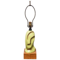 Pair of Ceramic Heifetz Lamps, One Pale Green and One Pale Yellow, 1950s USA 4