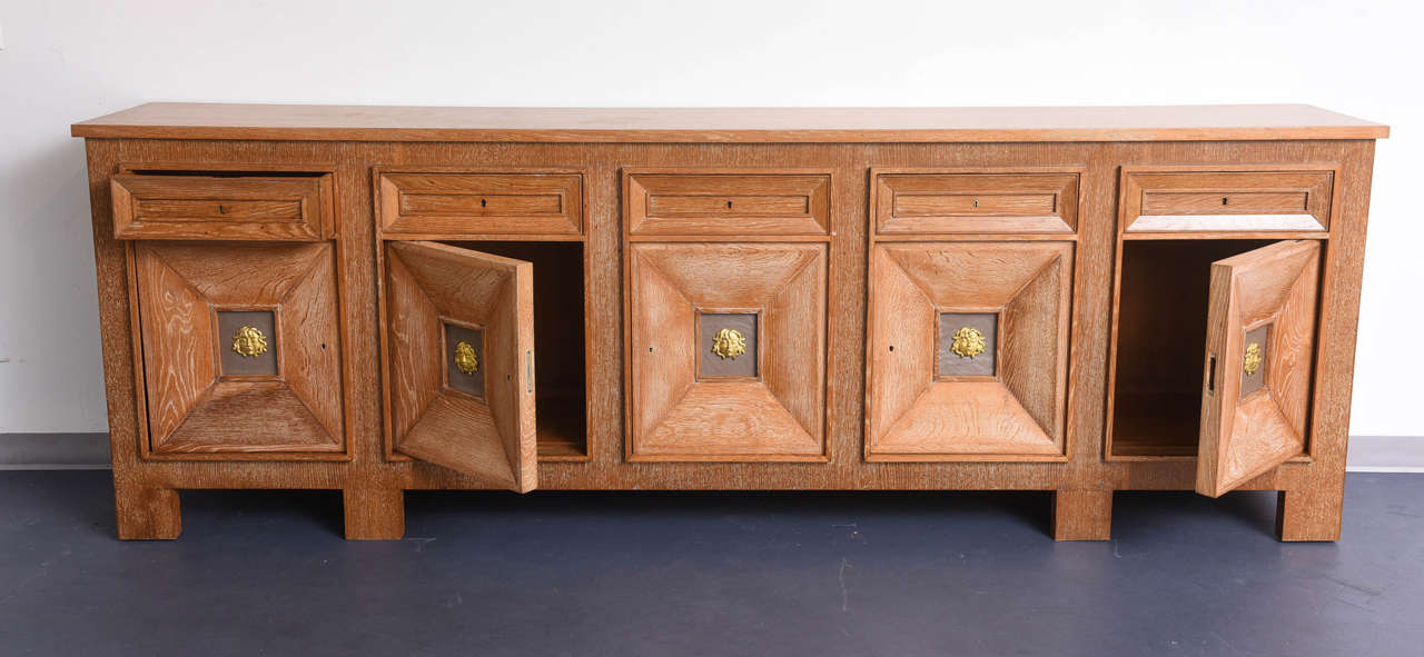 Mid-20th Century French Cerused Oak Art Deco Sideboard