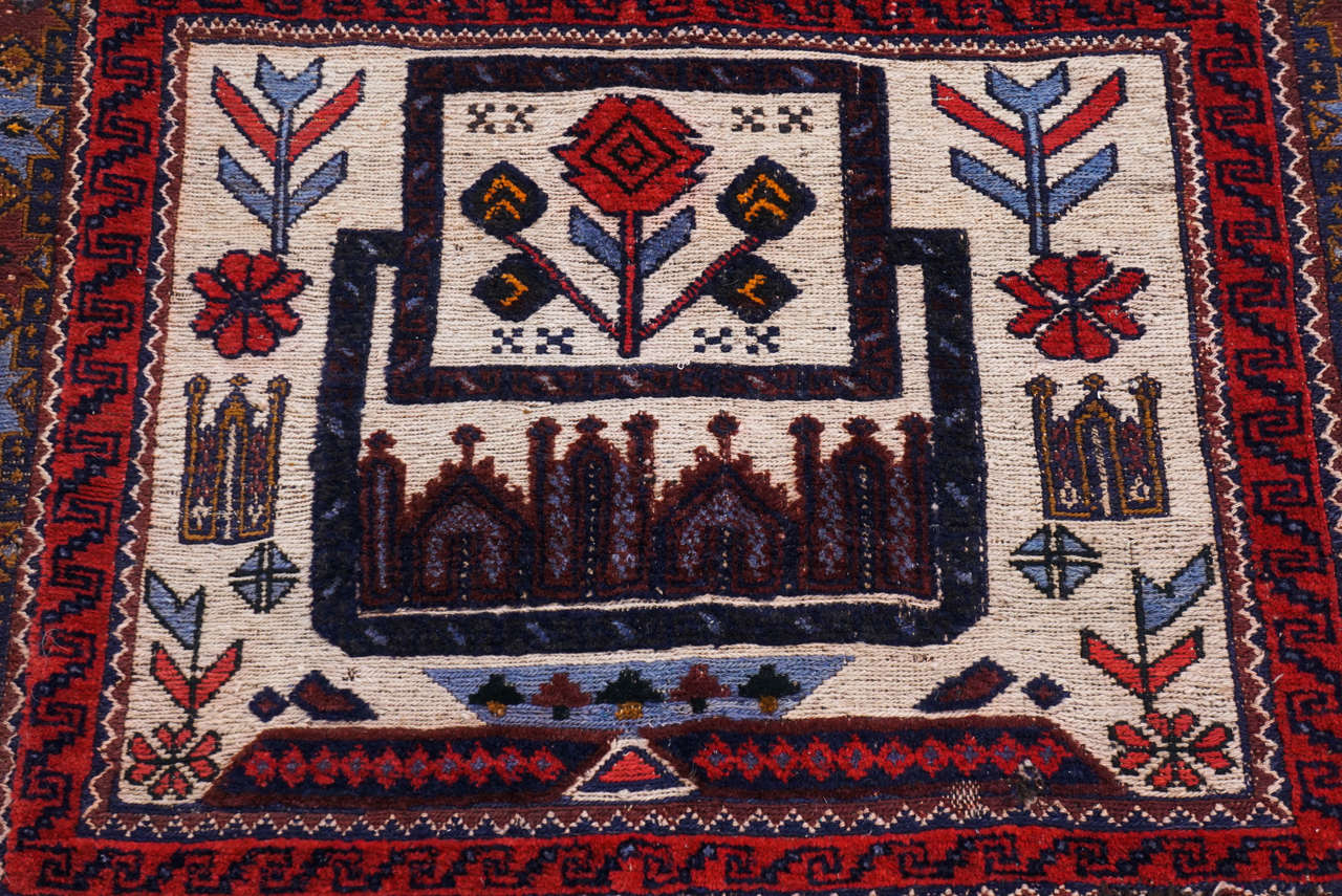 Primitive Handmade Beautiful Throw Rug or Carpet For Sale