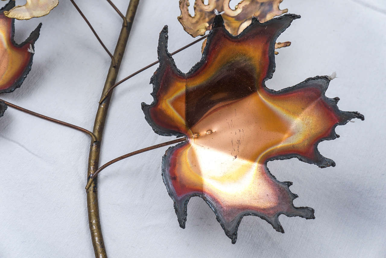 Mid-Century Modern C. Jere Mixed Metal Torch Cut Maple Leaves