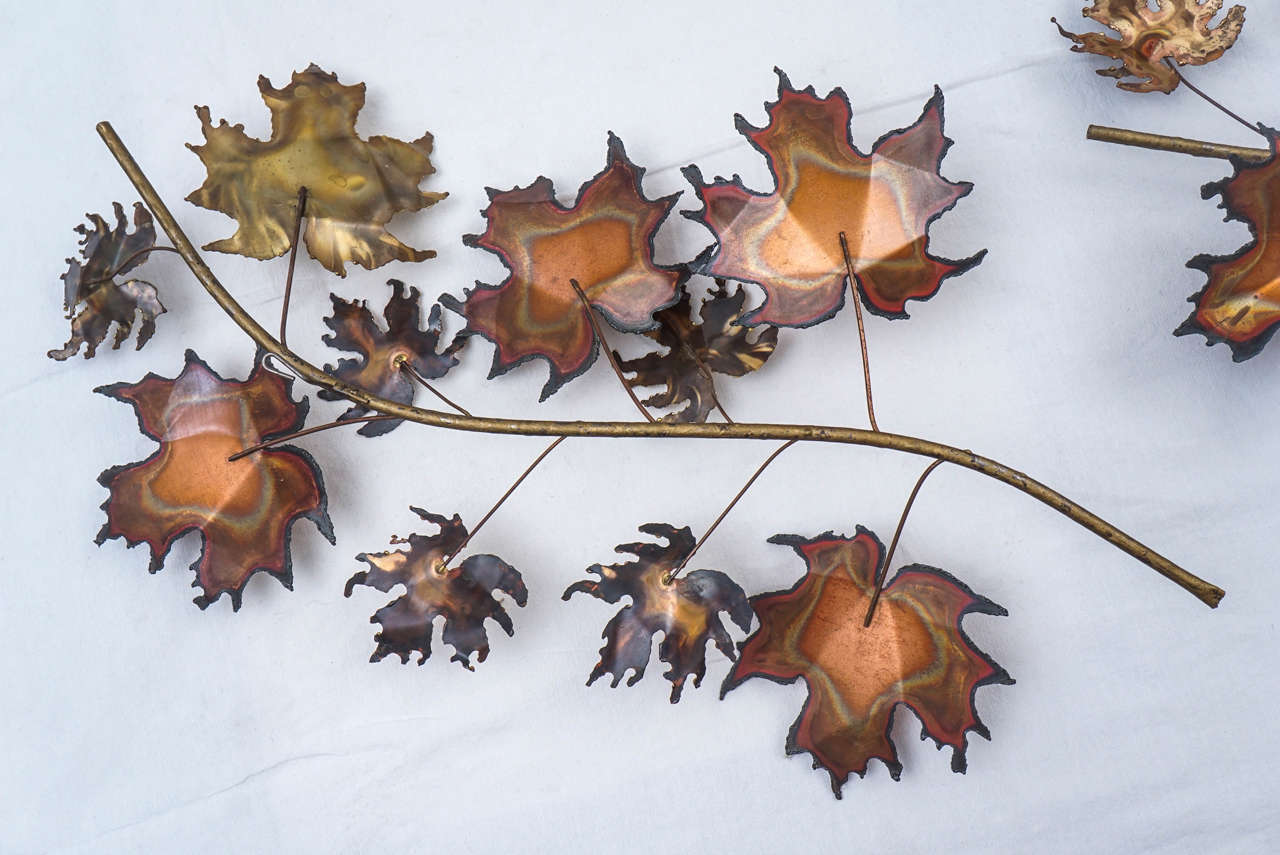 C. Jere Mixed Metal Torch Cut Maple Leaves In Excellent Condition In Canaan, CT