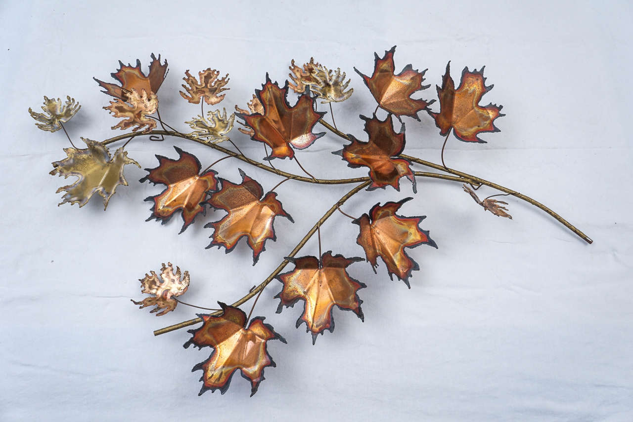 20th Century C. Jere Mixed Metal Torch Cut Maple Leaves