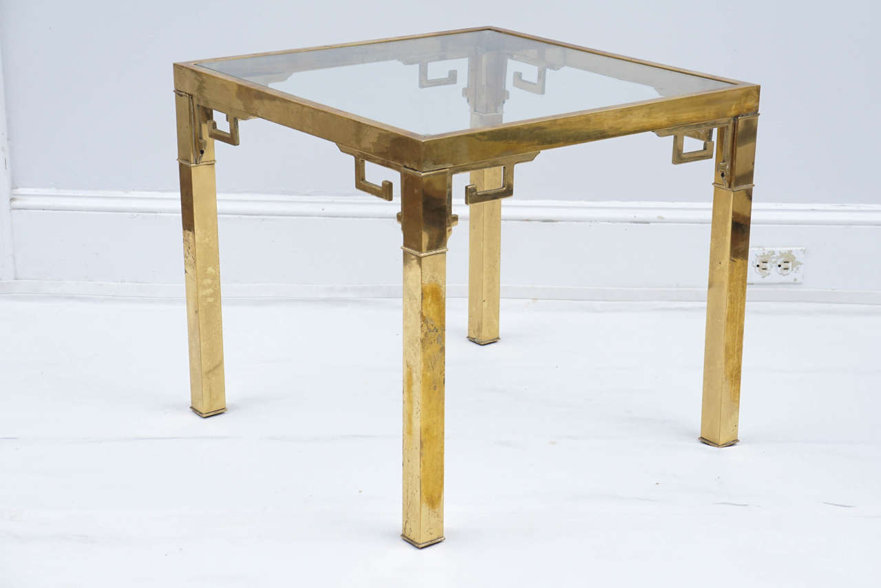 Mid-Century Modern Pair of Mastercraft End Tables with Greek Key Details For Sale