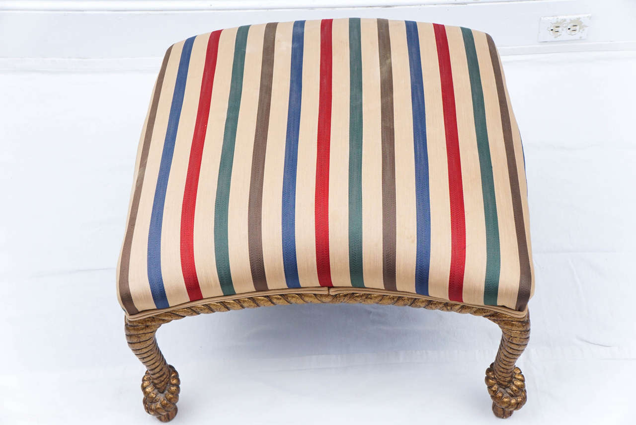 Midcentury Golden Rope Chair with Matching Ottoman For Sale at 1stDibs