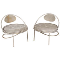 Pair of White Copacabana Lounge Chairs by Mathieu Matégot, First Edition