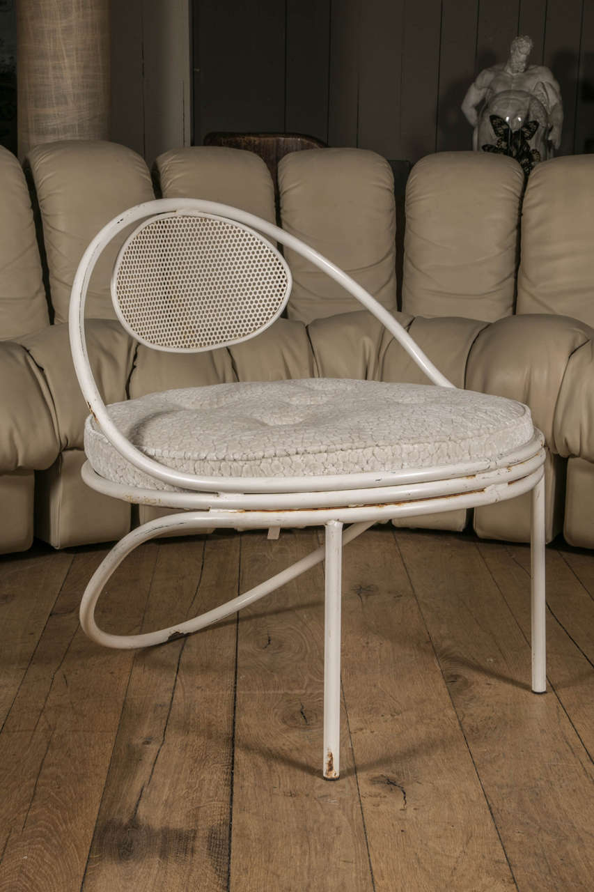 Mid-20th Century Pair of White Copacabana Lounge Chairs by Mathieu Matégot, First Edition