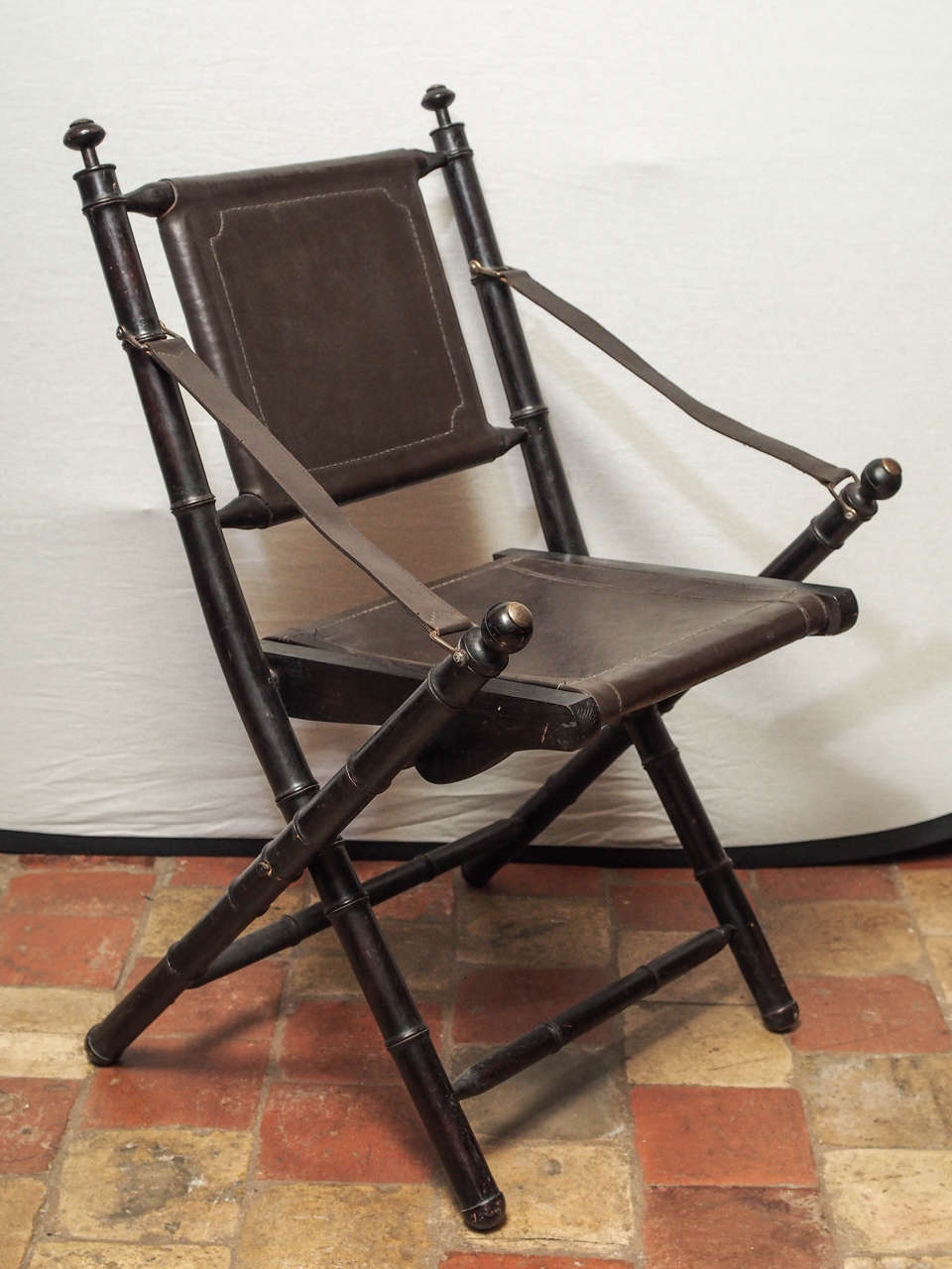 French 19th Century Leather Folding Chair