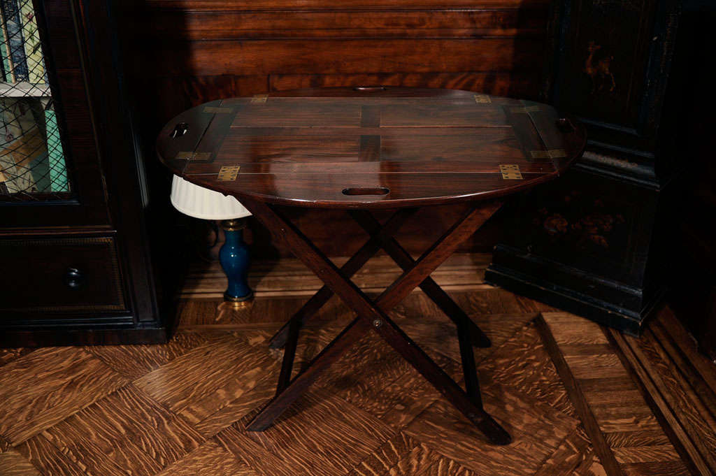 A Victorian Mahogany Butler's Tray On Folding Stand