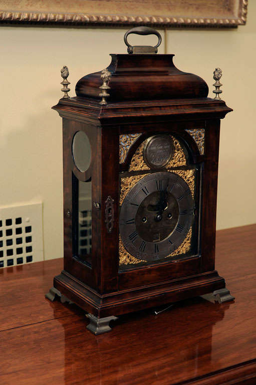 A George II Fruitwood Bracket Clock For Sale 5