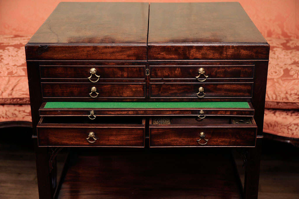 18th Century and Earlier George III. mahogany Beau Brummel dressing table Ca. 1760