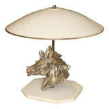 Italian Art Deco Horse Lamp with Murano Glass