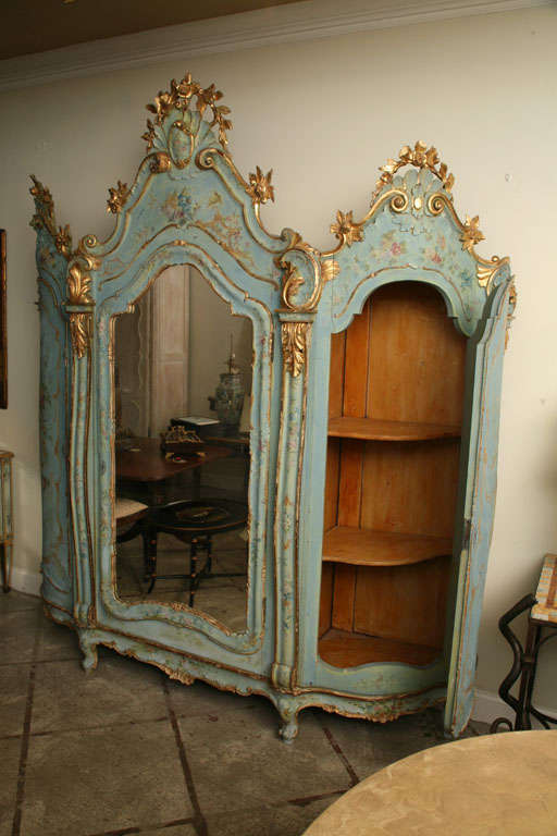 19th Century Venetian Painted Armoire In Good Condition In West Palm Beach, FL