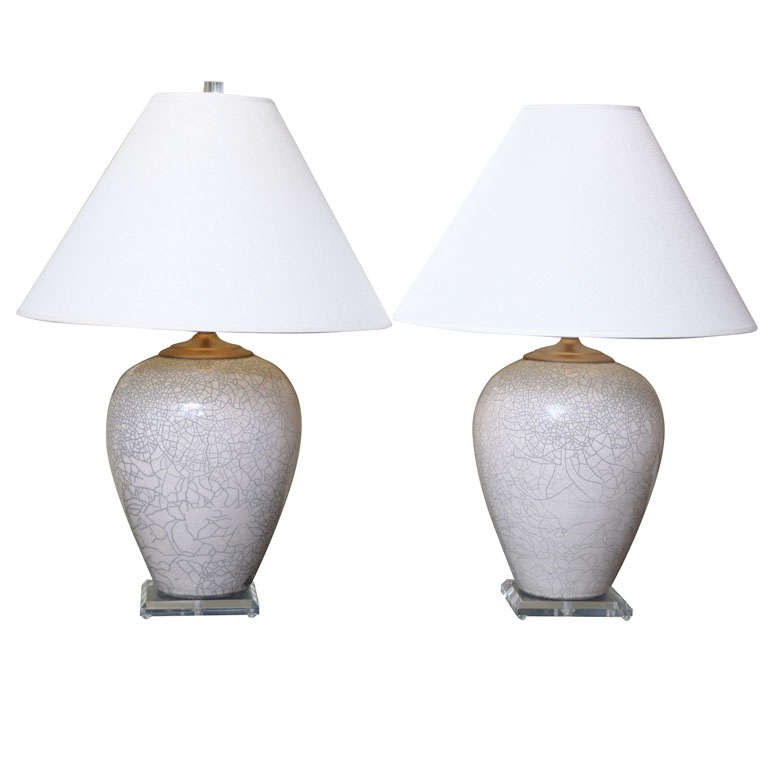 Fine Marc Ward Rakú Pottery Table Lamps