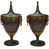 A pair of English Chestnut Urns