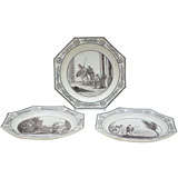 French Creil Octagonal Plates, set of 3
