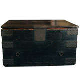 Antique Japanese Wood & Iron Zenibako Strongbox Chest