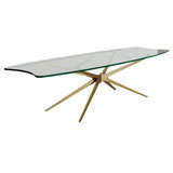 1950s Italian Anodized Aluminum X-Base Glass Top Coffee Table