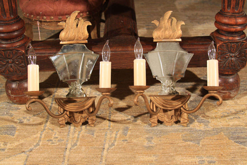 Pair of Mirrored Wall Sconces