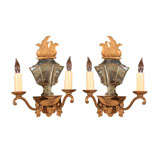 Antique Pair of Mirrored Wall Sconces