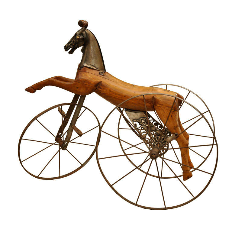 Circa 1910 Unique Wood Horse Tricycle
