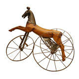 Antique Circa 1910 Unique Wood Horse Tricycle