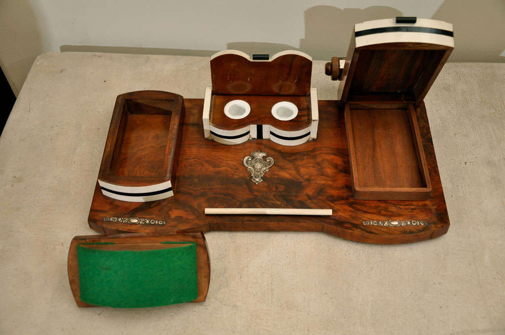 Art Deco Burled Wood Desk Set at 1stDibs art deco desk accessories