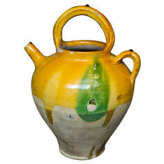 Charming Glazed Terracotta Oil Pitcher