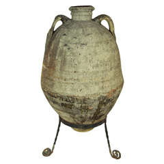 Large Terracotta Oil Amphora in Stand