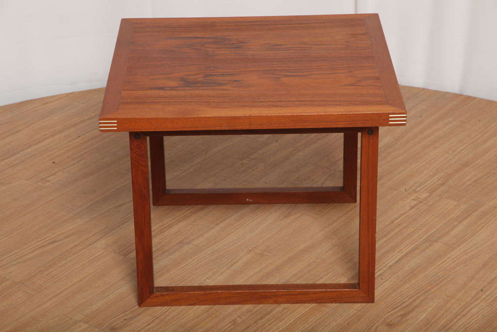 Danish Occasional Table with Inlaid Brass In Excellent Condition In Stratford, CT