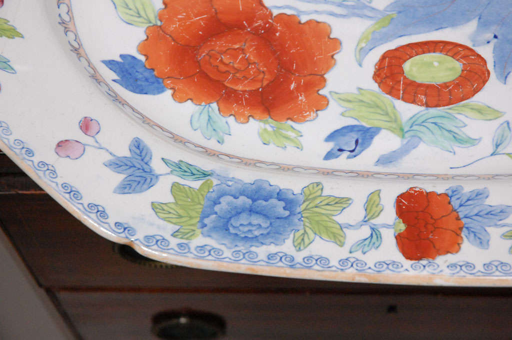 A Large English Ironstone Platter with Praying Mantis 1