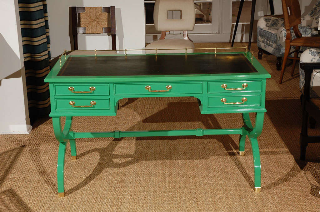 French Vintage Lather top desk