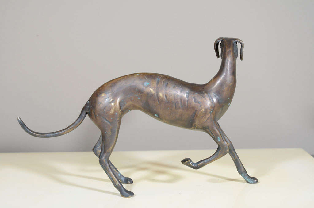Mid-20th Century Bronze Greyhound Statue