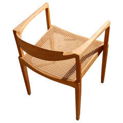 Paul Tuttle Bleached Walnut and Cane Chair by Stanley Reifel