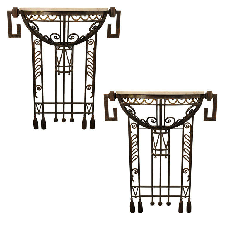 Pair Of Art Deco Wrought Iron Console Tables At 1stdibs