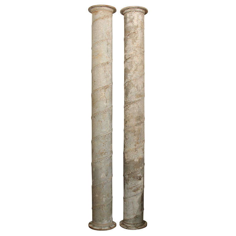 pair industrial metal columns