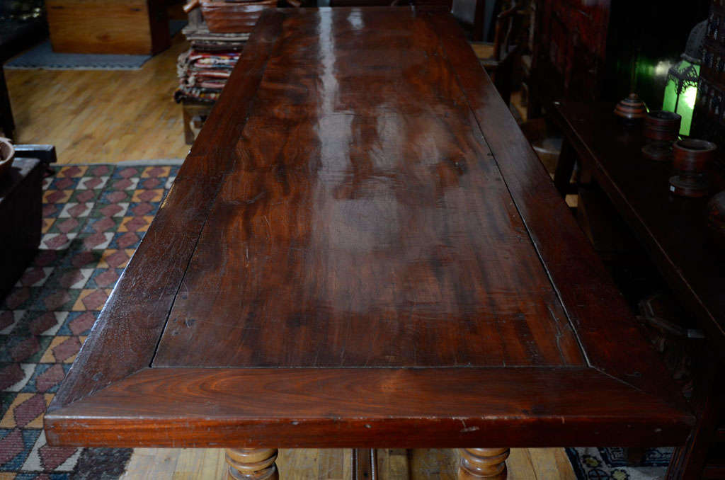 20th Century Rosewood Framed Dining Table w/ Ironwood Leg Frame