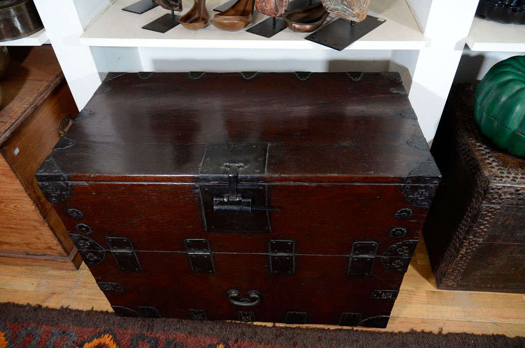 Korean Blanket Chest w/ Iron Fittings For Sale