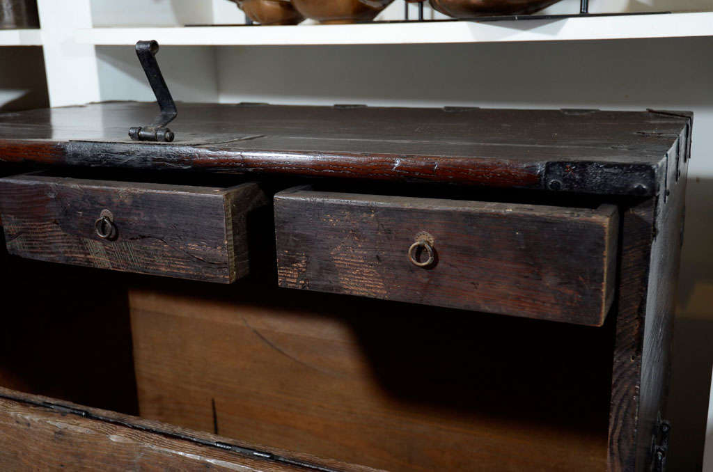 Elm Blanket Chest w/ Iron Fittings For Sale
