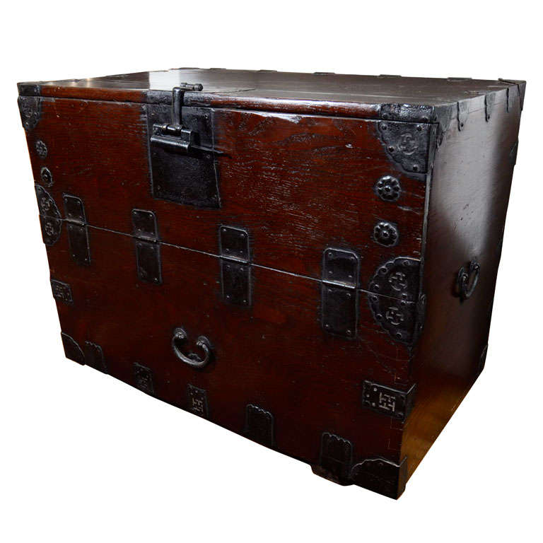 Blanket Chest w/ Iron Fittings For Sale