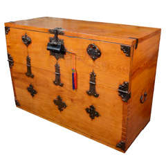 Blond Blanket Chest w/ Iron Fittings