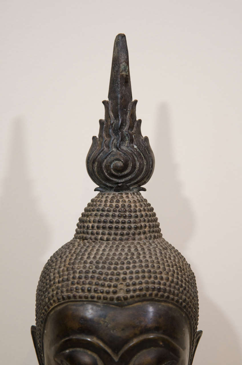 Mid-20th Century Laotian Bronze Buddha Head