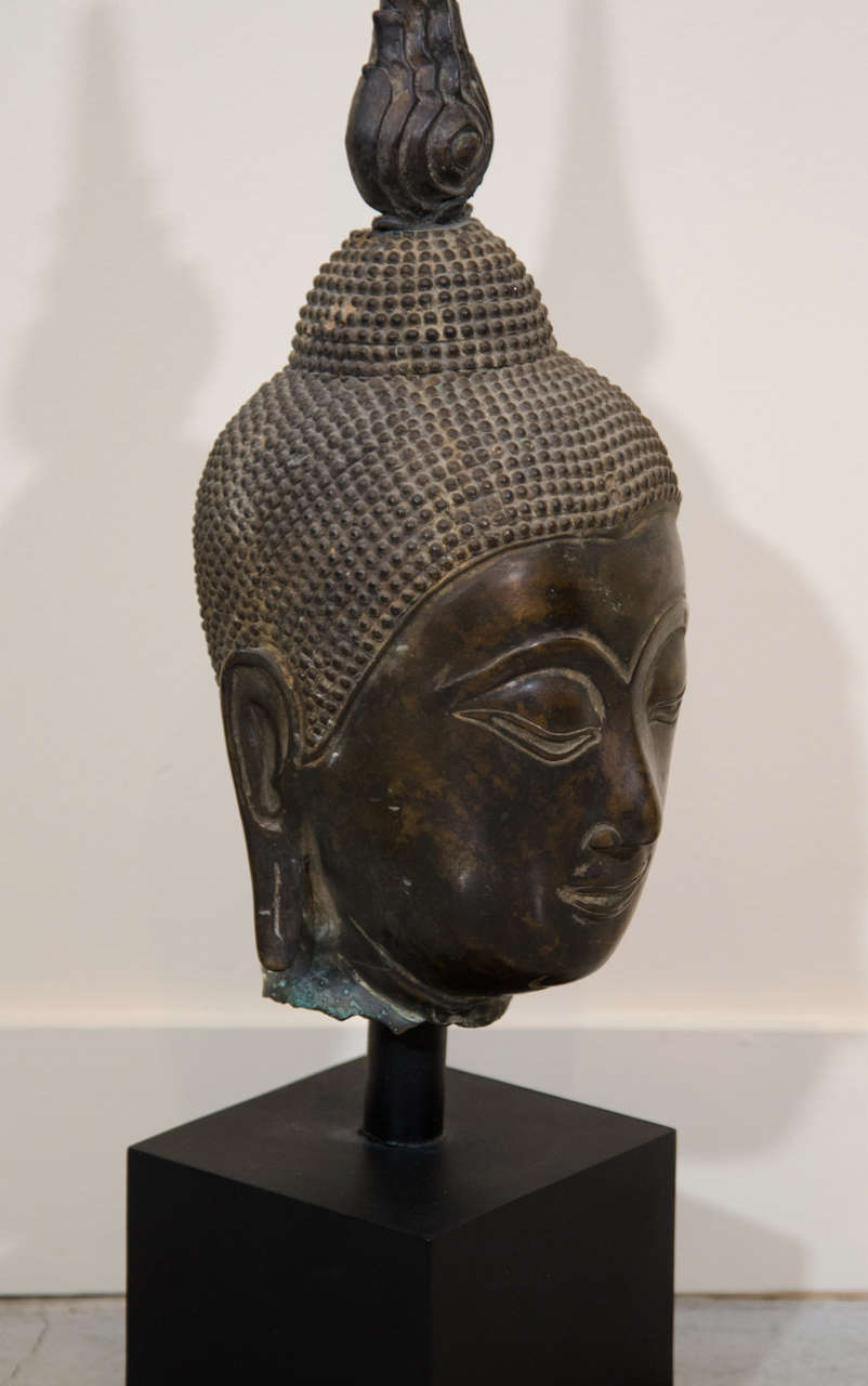 Laotian Bronze Buddha Head 1