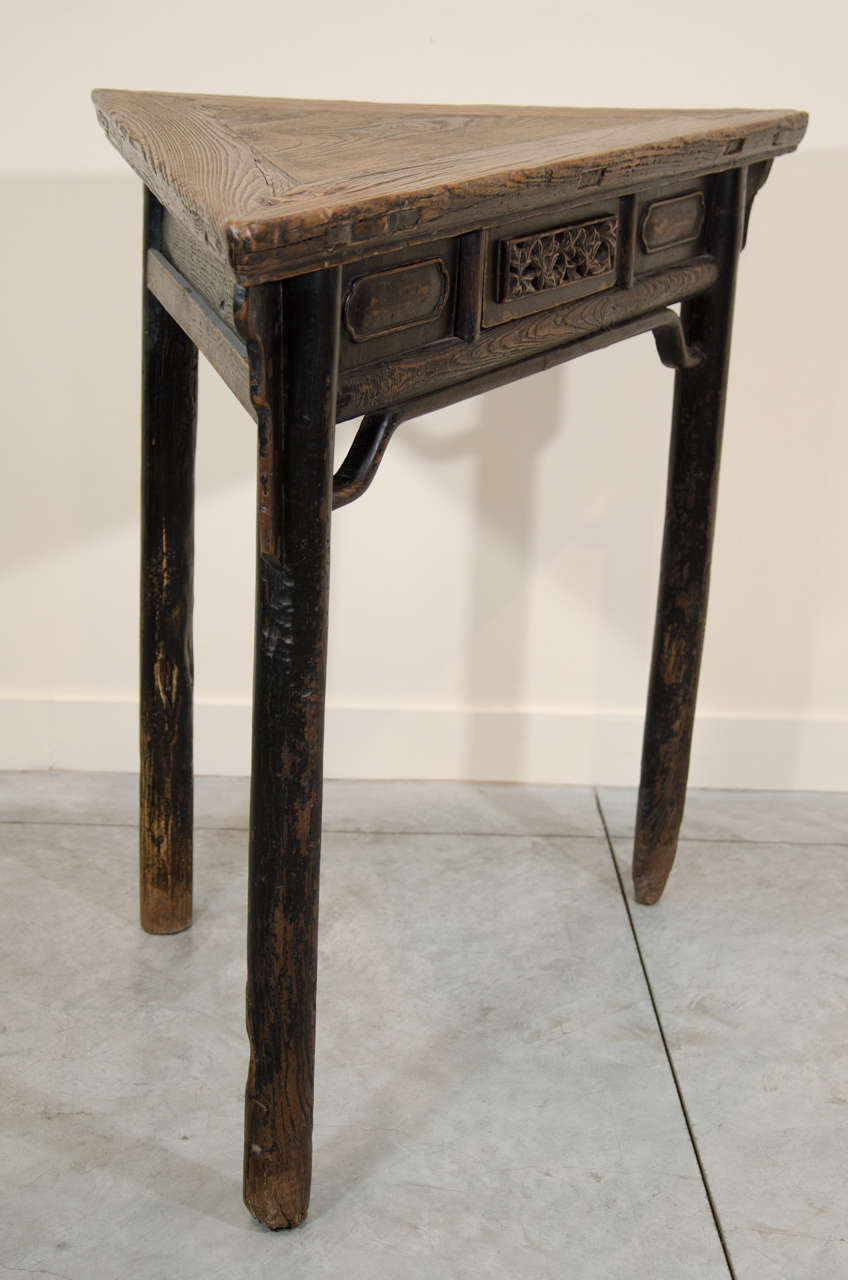 Elm 19th Century, Chinese Corner Table