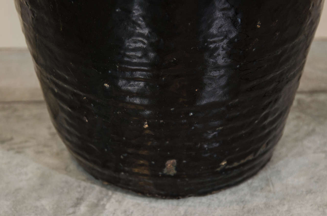 20th Century Tall Black Antique Chinese Ceramic Jar