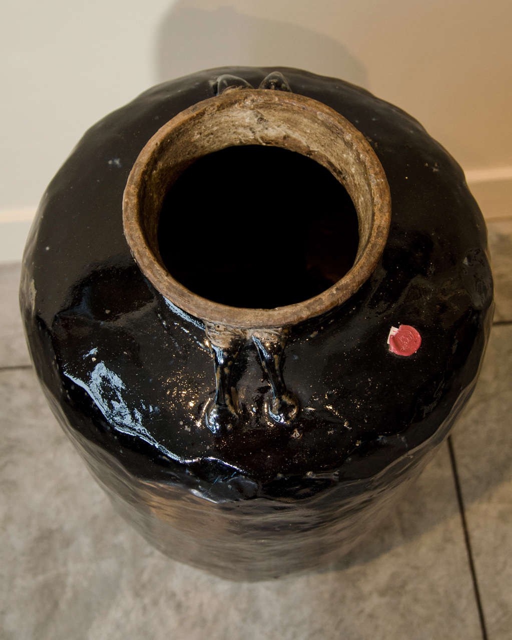 Tall Black Antique Chinese Ceramic Jar 3