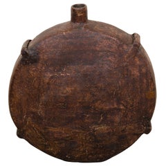 Large Antique Parchment Leather Chinese Food  Oil Canteen