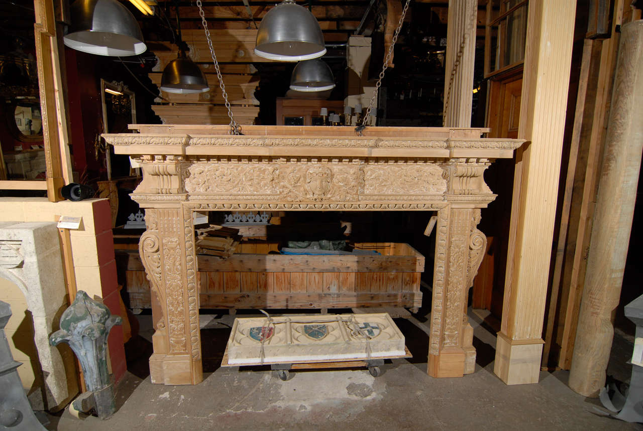 19th.C. English Carved Pine Chimneypiece