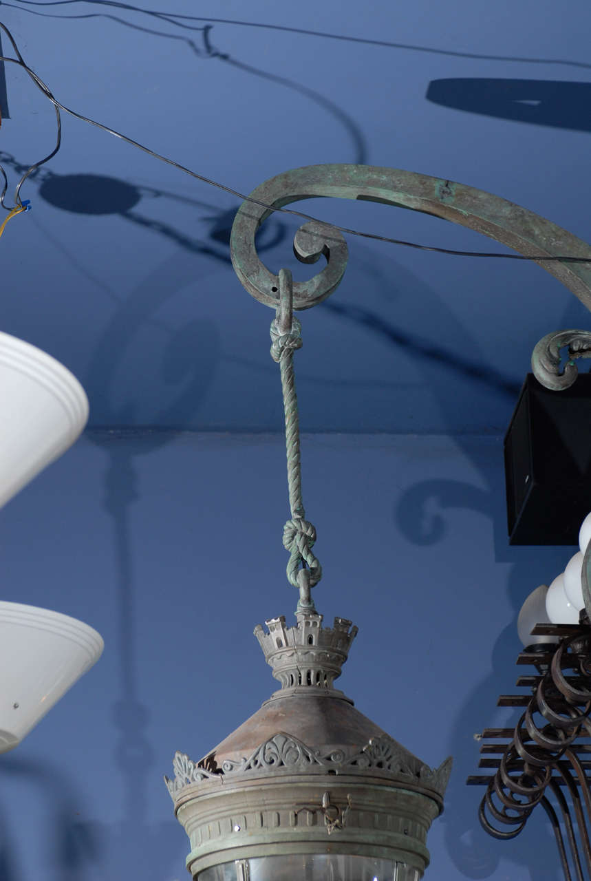 French Pair of 19th Century Parisian Lanterns Suspended from Brackets For Sale