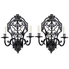 19th.c Style French Wrought Iron Sconces